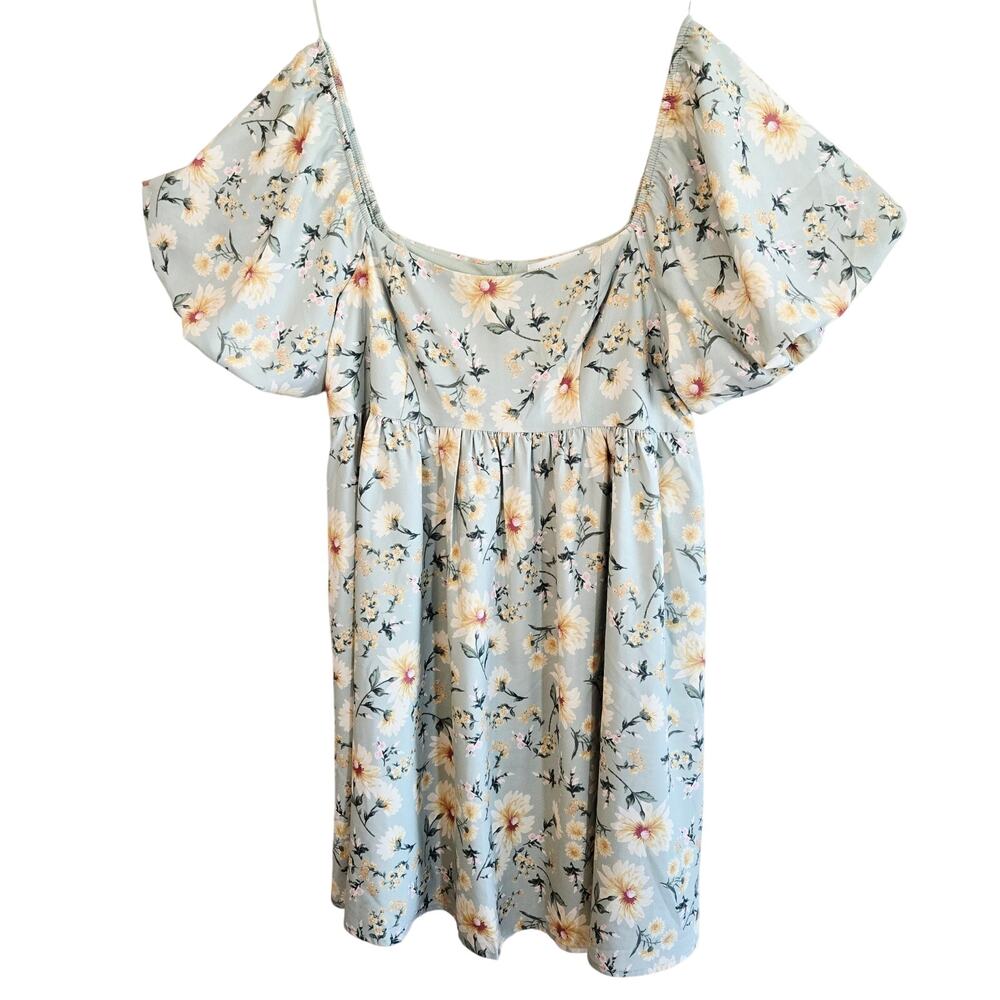 Size L – Alter'd State Sage Green Off-Shoulder Bell Sleeve Mini Dress